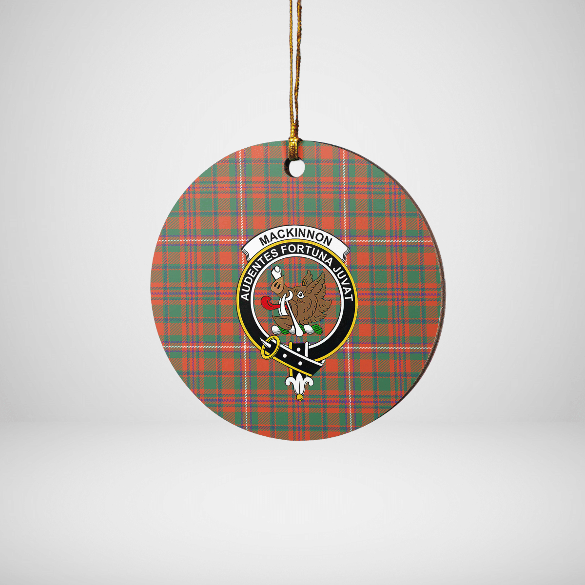 Clan MacKinnon Ancient Tartan Crest Round Ceramic Ornament CO28 MacKinnon Ancient Tartan Tartan Christmas   