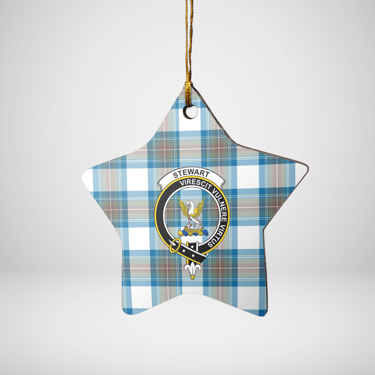 Clan Stewart Muted Blue Tartan Crest Star Ceramic Ornament RG92 Stewart Muted Blue Tartan Tartan Christmas   