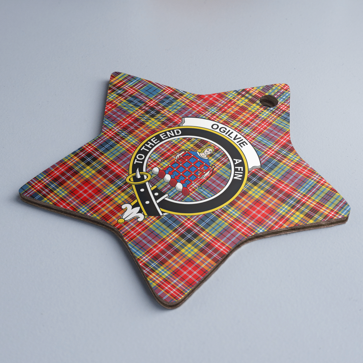 Clan Ogilvie of Airlie Ancient Tartan Crest Star Ceramic Ornament GK81 Ogilvie of Airlie Ancient Tartan Tartan Christmas   
