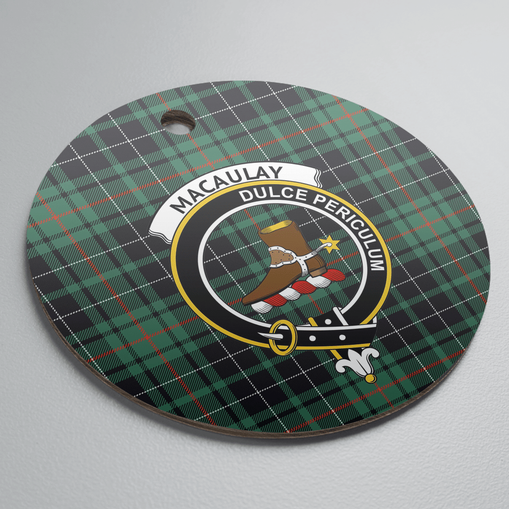 Clan MacAulay Hunting Ancient Tartan Crest Round Ceramic Ornament IA57 MacAulay Hunting Ancient Tartan Tartan Christmas   