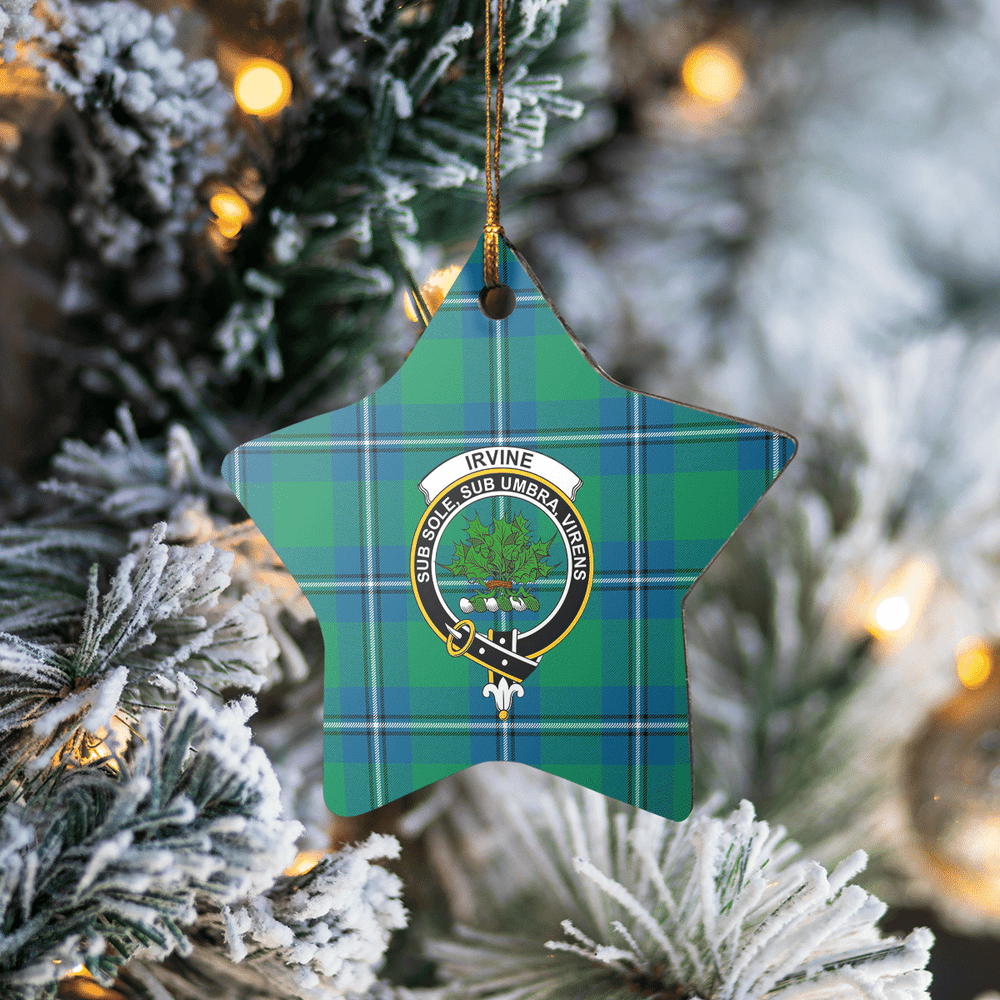 Clan Irvine Ancient Tartan Crest Star Ceramic Ornament DZ40 Irvine Ancient Tartan Tartan Christmas   