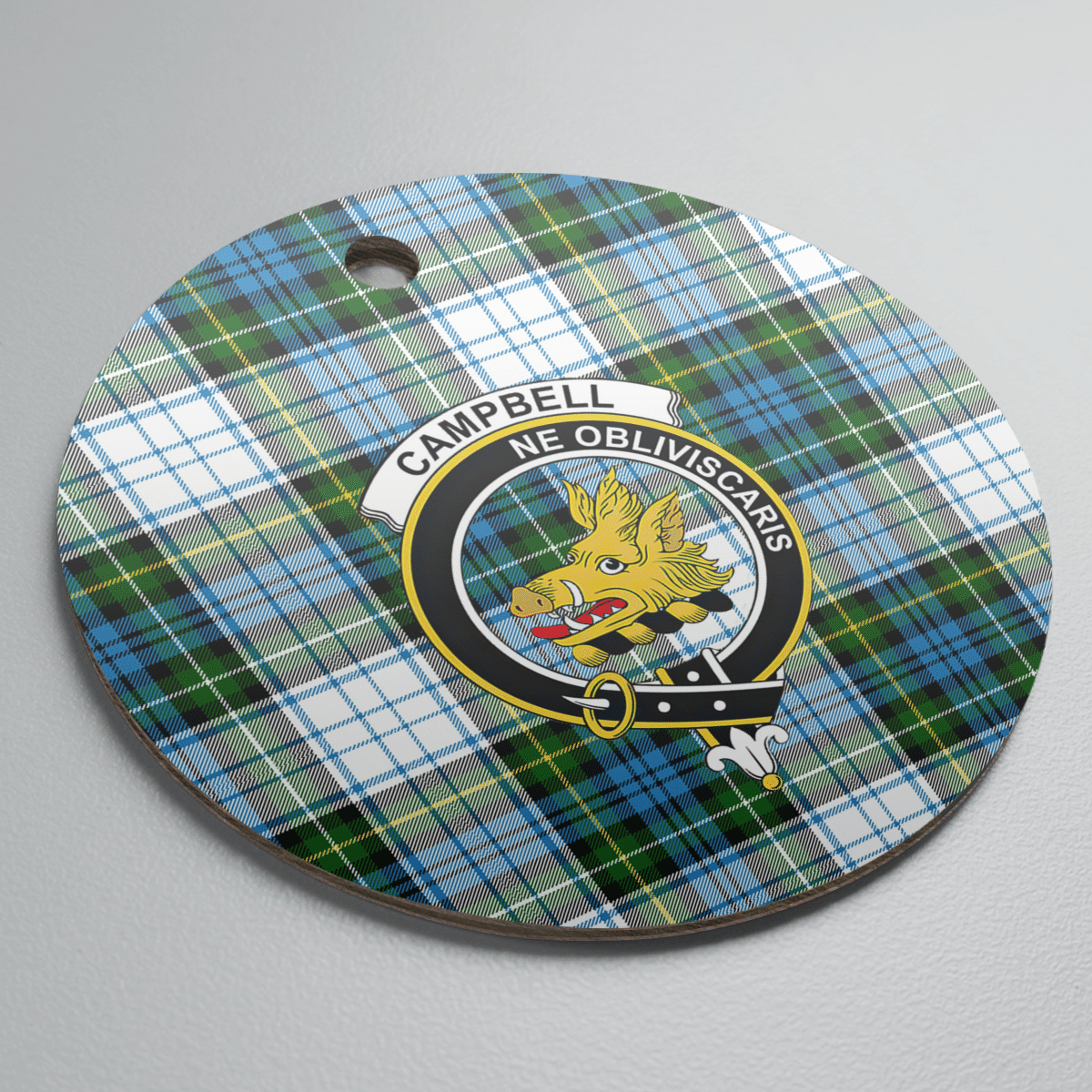 Clan Campbell Dress Tartan Crest Round Ceramic Ornament AB78 Campbell Dress Tartan Tartan Christmas   