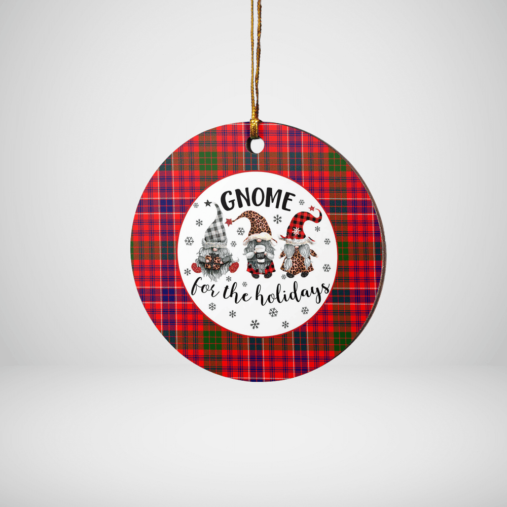 Clan MacRae Modern Tartan Tartan Crest Gnome Round Ceramic Ornament SV71 MacRae Modern Tartan Tartan Christmas   
