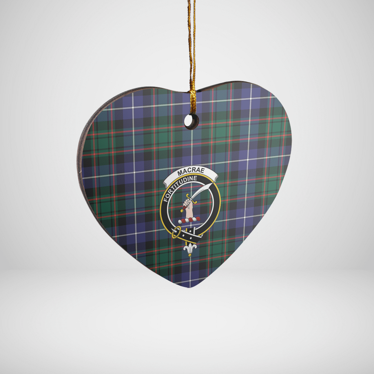 Clan MacRae Hunting Modern Tartan Crest Heart Ceramic Ornament VD28 MacRae Hunting Modern Tartan Tartan Christmas   
