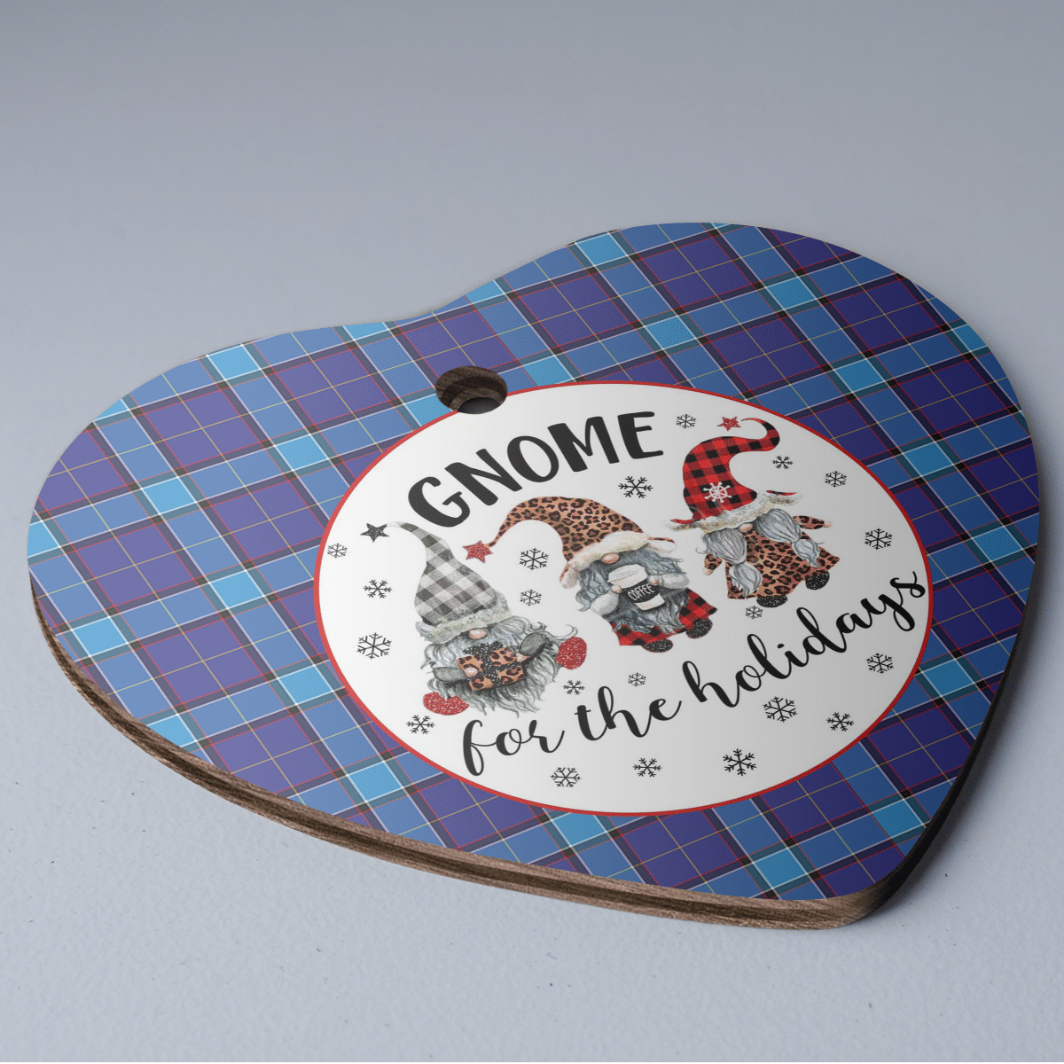 Clan Kirkcaldy Tartan Tartan Crest Gnome Heart Ceramic Ornament KA49 Kirkcaldy Tartan Tartan Christmas   