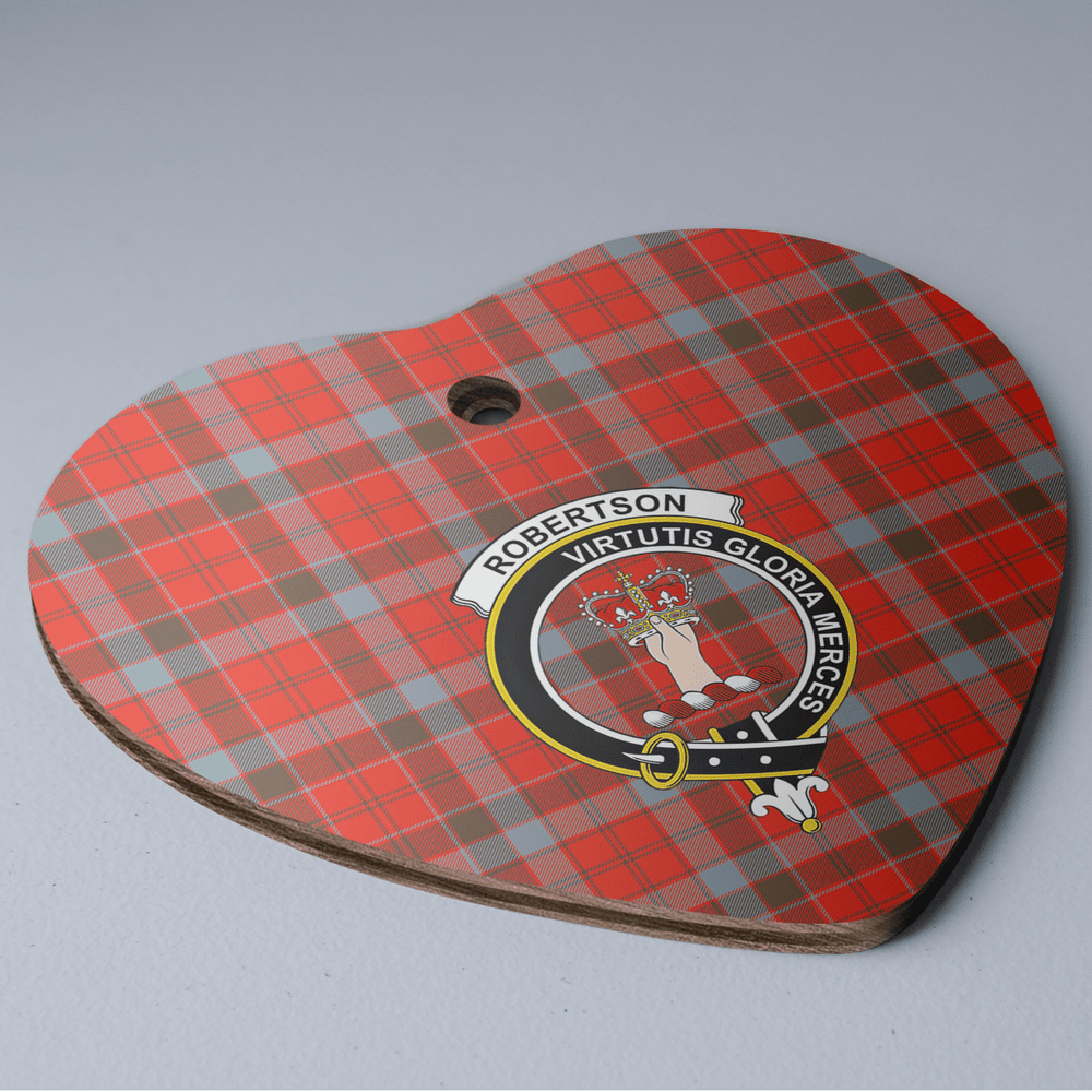 Clan Robertson Weathered Tartan Crest Heart Ceramic Ornament HV71 Robertson Weathered Tartan Tartan Christmas   