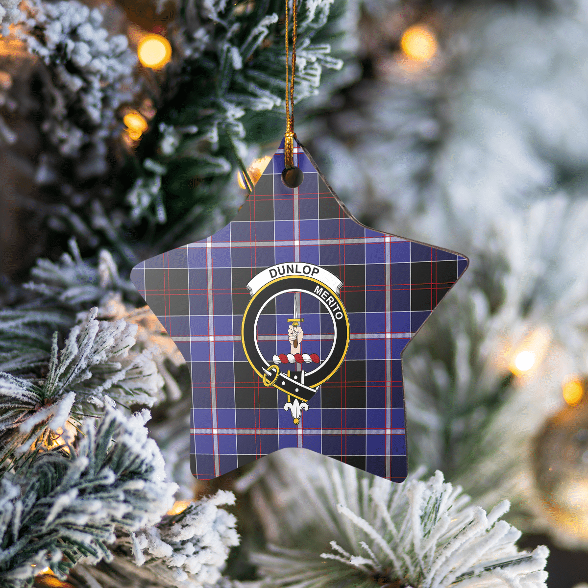 Clan Dunlop Modern Tartan Crest Star Ceramic Ornament KK31 Dunlop Modern Tartan Tartan Christmas   