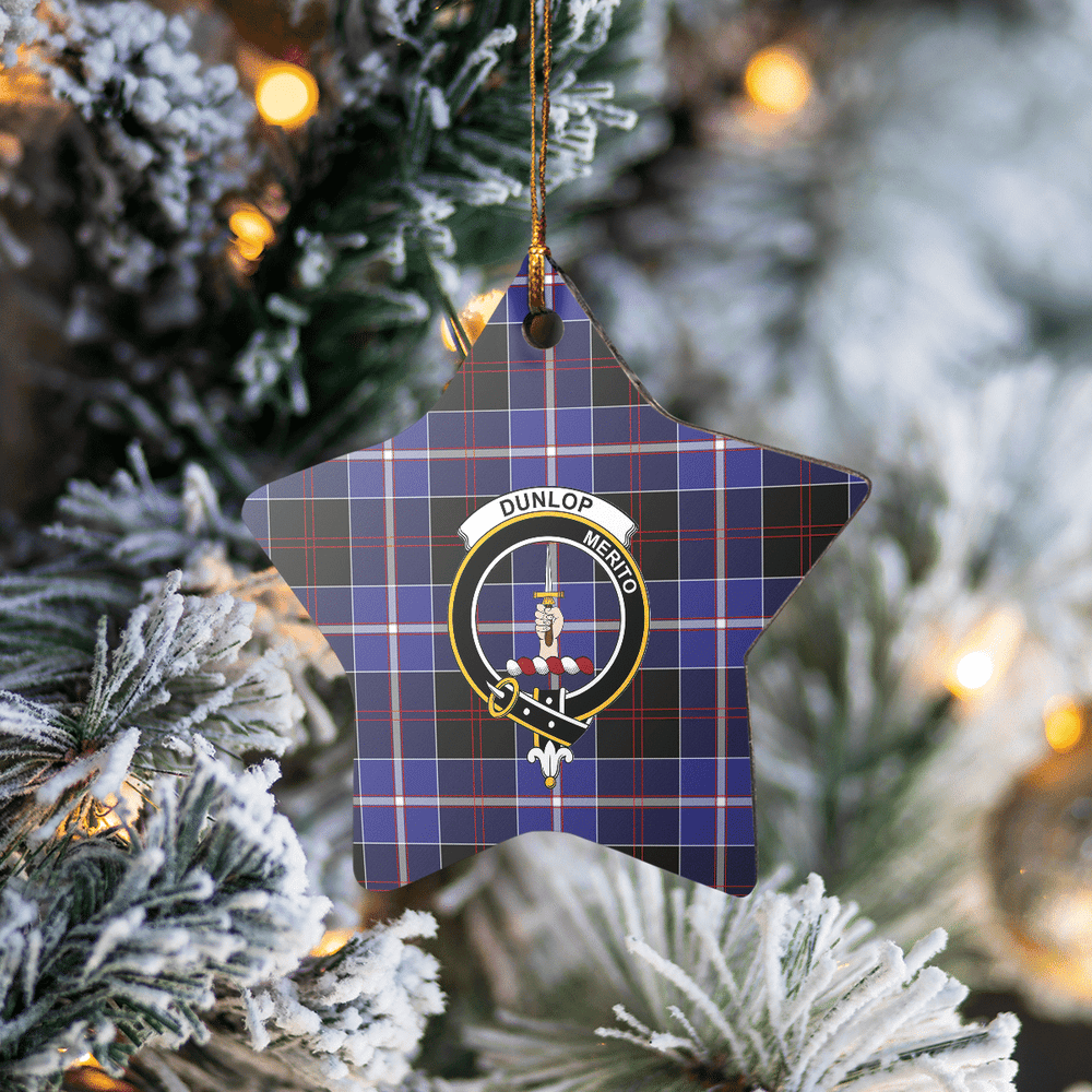 Clan Dunlop Modern Tartan Crest Star Ceramic Ornament KK31 Dunlop Modern Tartan Tartan Christmas   