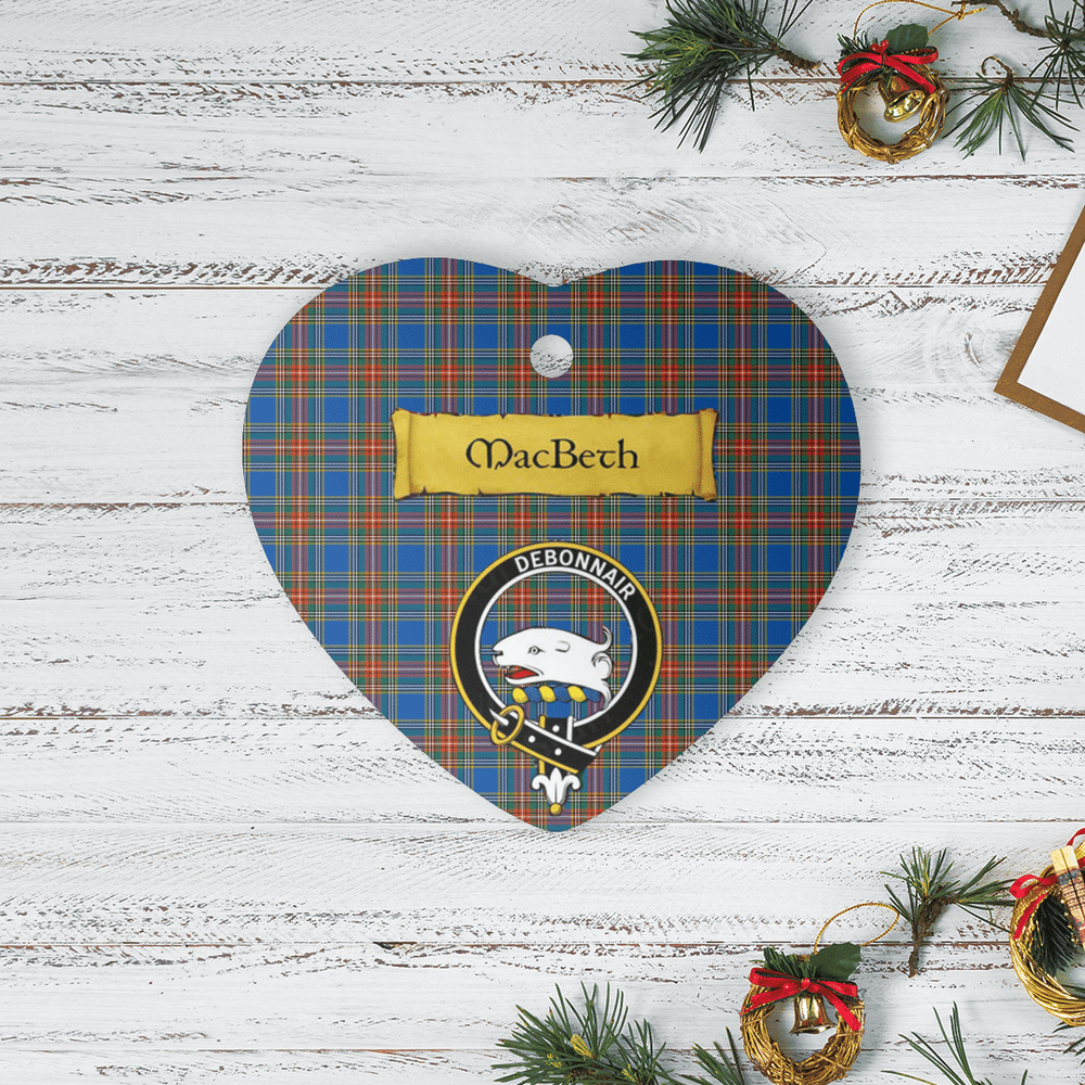 Clan MacBeth Ancient Tartan Crest Heart Ceramic Ornament OQ57 MacBeth Ancient Tartan Tartan Christmas   