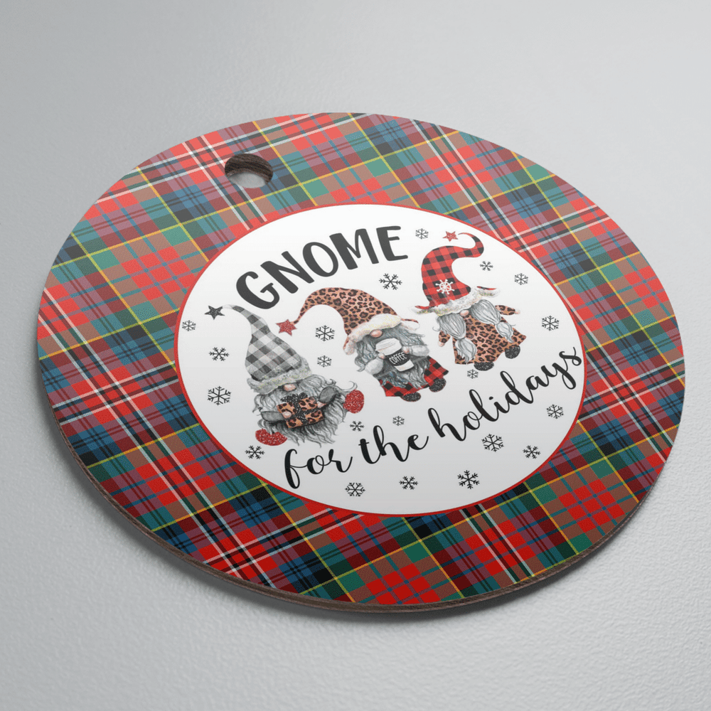 Clan MacPherson Ancient Tartan Tartan Crest Gnome Round Ceramic Ornament SQ70 MacPherson Ancient Tartan Tartan Christmas   