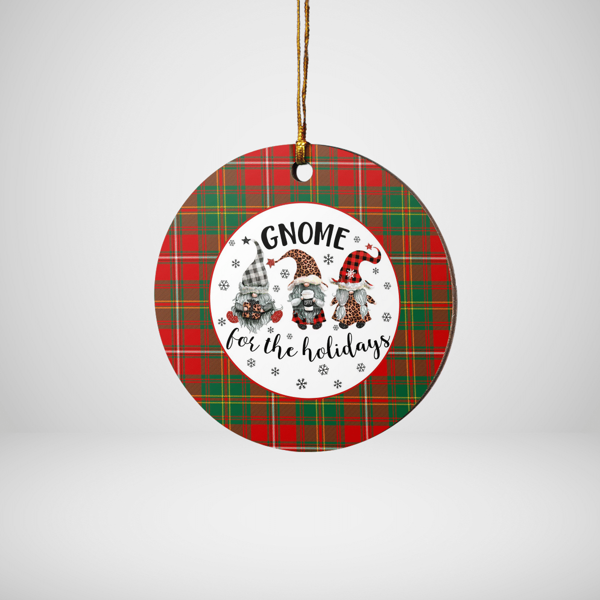 Clan Hay Ancient Tartan Tartan Crest Gnome Round Ceramic Ornament EW69 Hay Ancient Tartan Tartan Christmas   