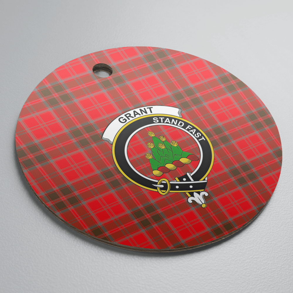 Clan Grant Weathered Tartan Crest Round Ceramic Ornament CW20 Grant Weathered Tartan Tartan Christmas   