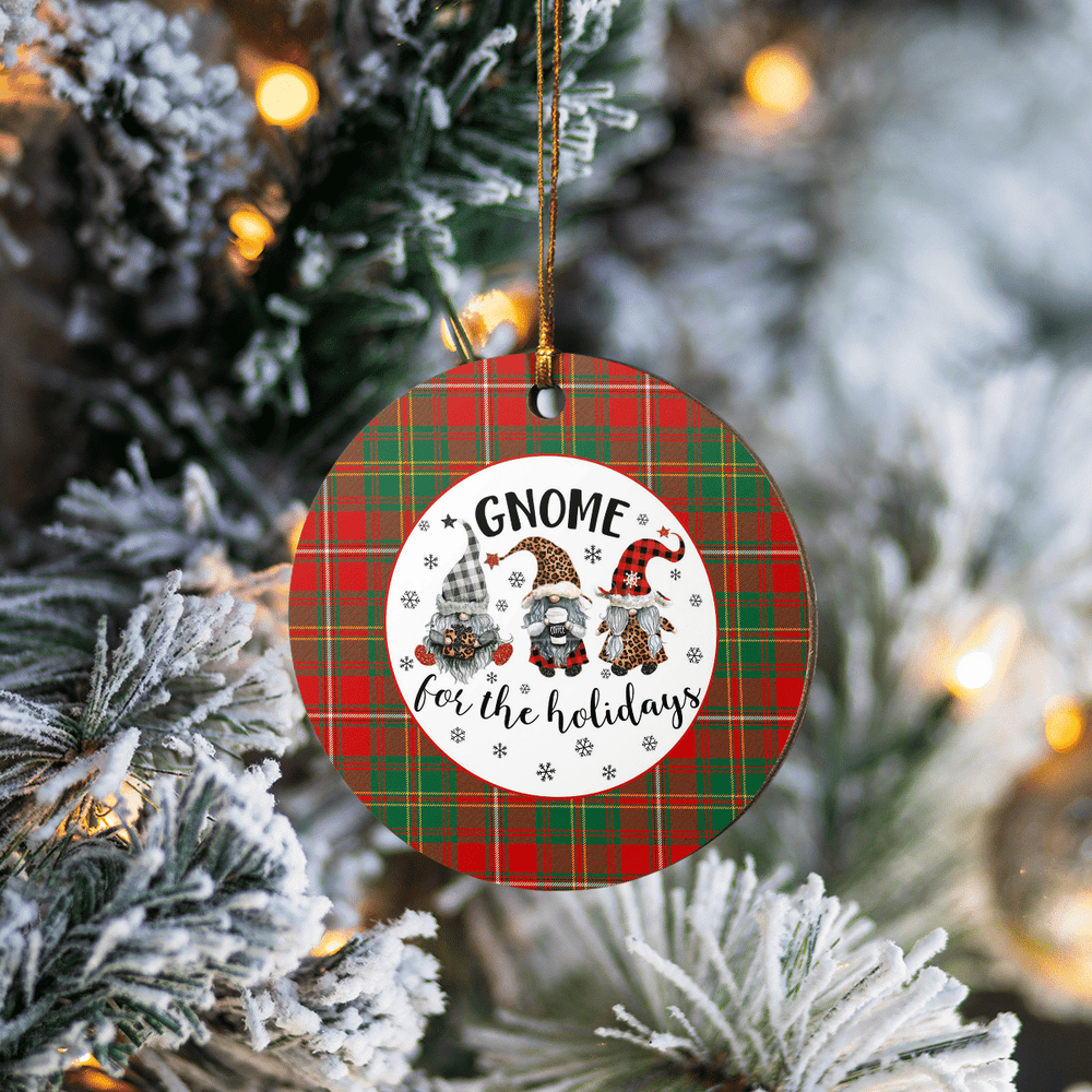 Clan Hay Ancient Tartan Tartan Crest Gnome Round Ceramic Ornament EW69 Hay Ancient Tartan Tartan Christmas   