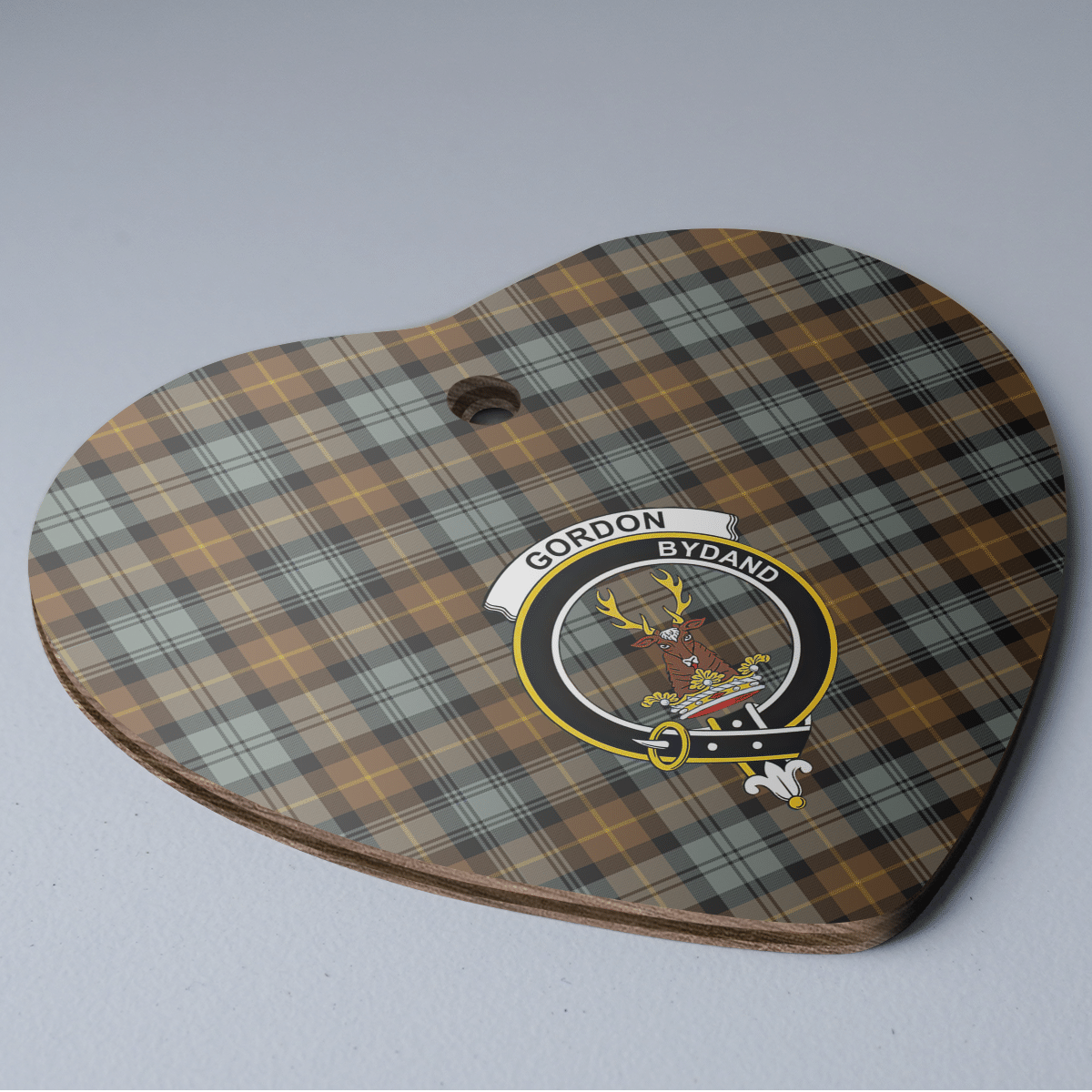Clan Gordon Weathered Tartan Crest Heart Ceramic Ornament JX96 Gordon Weathered Tartan Tartan Christmas   
