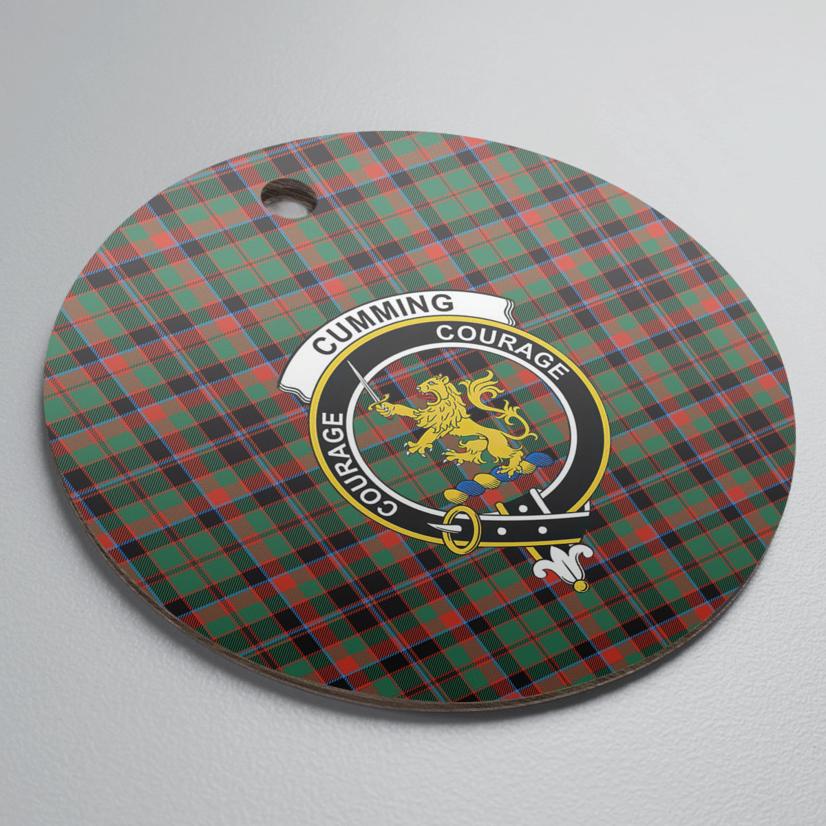 Clan Cumming Hunting Ancient Tartan Crest Round Ceramic Ornament UL56 Cumming Hunting Ancient Tartan Tartan Christmas   