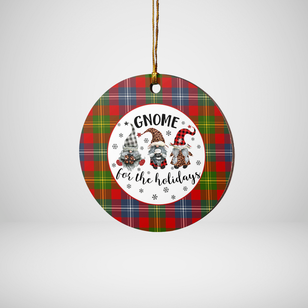 Clan Forrester Tartan Tartan Crest Gnome Round Ceramic Ornament KR57 Forrester Tartan Tartan Christmas   
