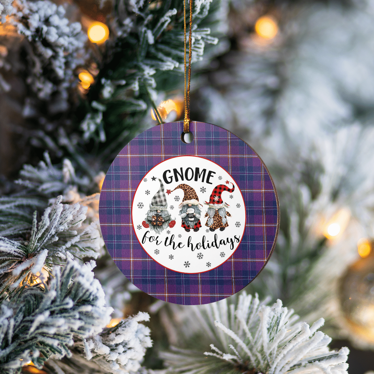 Clan Gretna Green Tartan Tartan Crest Gnome Round Ceramic Ornament KG50 Gretna Green Tartan Tartan Christmas   