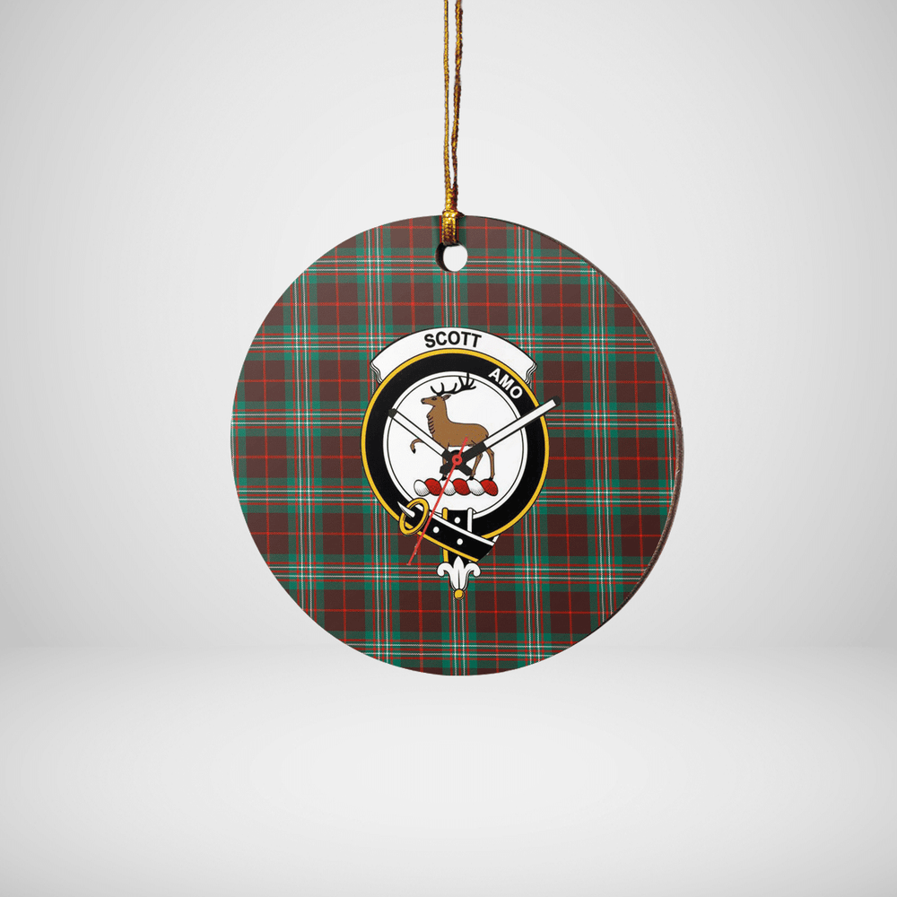 Clan Scott Brown Ancient Tartan Crest Round Ceramic Ornament MQ43 Scott Brown Ancient Tartan Tartan Christmas   