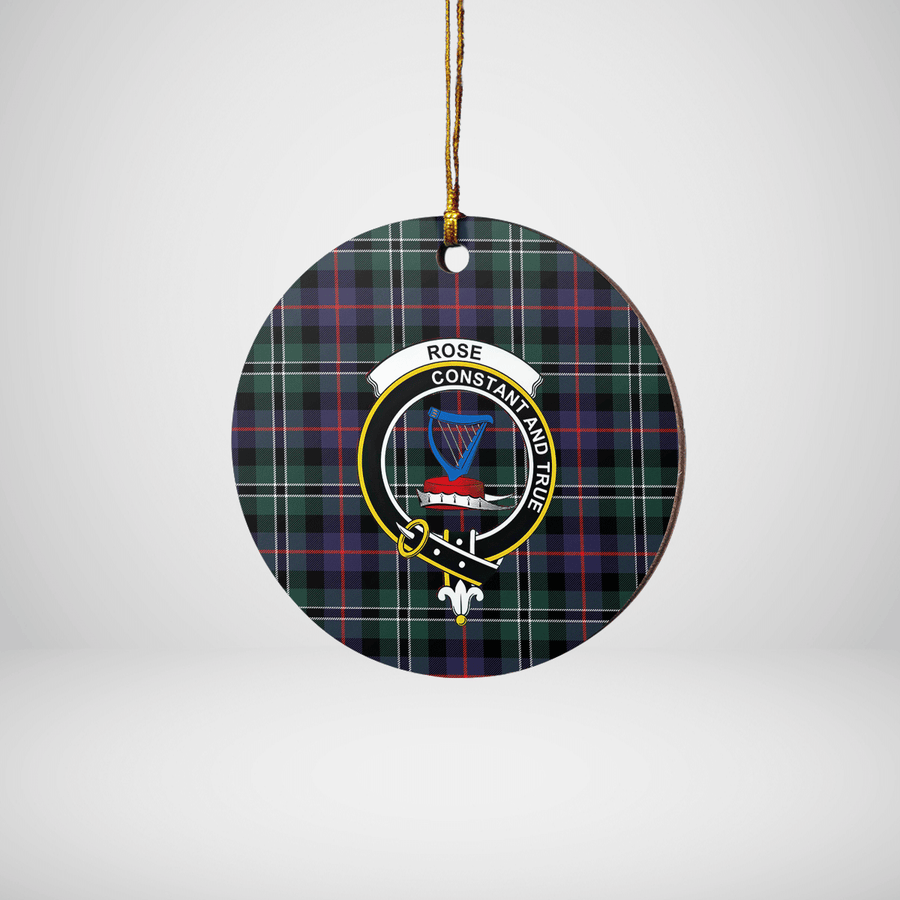 Clan Rose Hunting Modern Tartan Crest Round Ceramic Ornament MT27 Rose Hunting Modern Tartan Tartan Christmas   