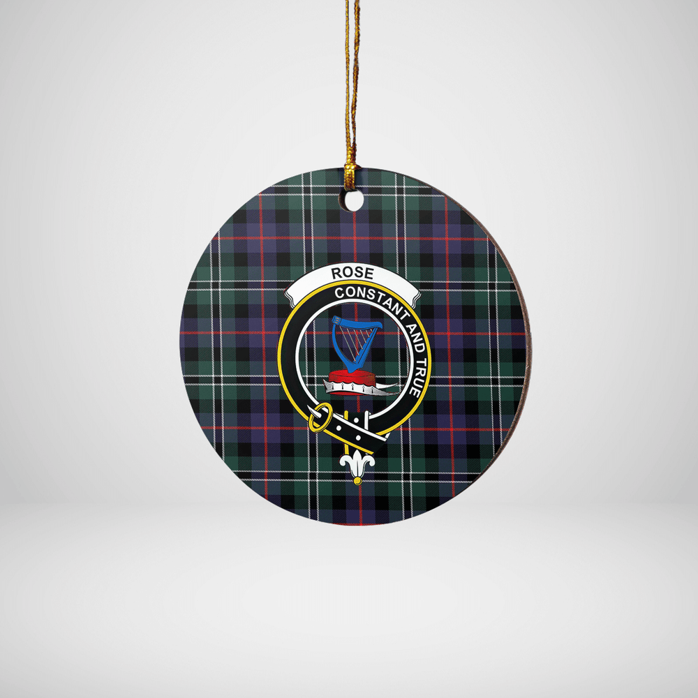 Clan Rose Hunting Modern Tartan Crest Round Ceramic Ornament MT27 Rose Hunting Modern Tartan Tartan Christmas   