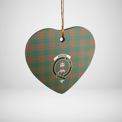 Clan Menzies Green Ancient Tartan Crest Heart Ceramic Ornament HE55 Menzies Green Ancient Tartan Tartan Christmas   