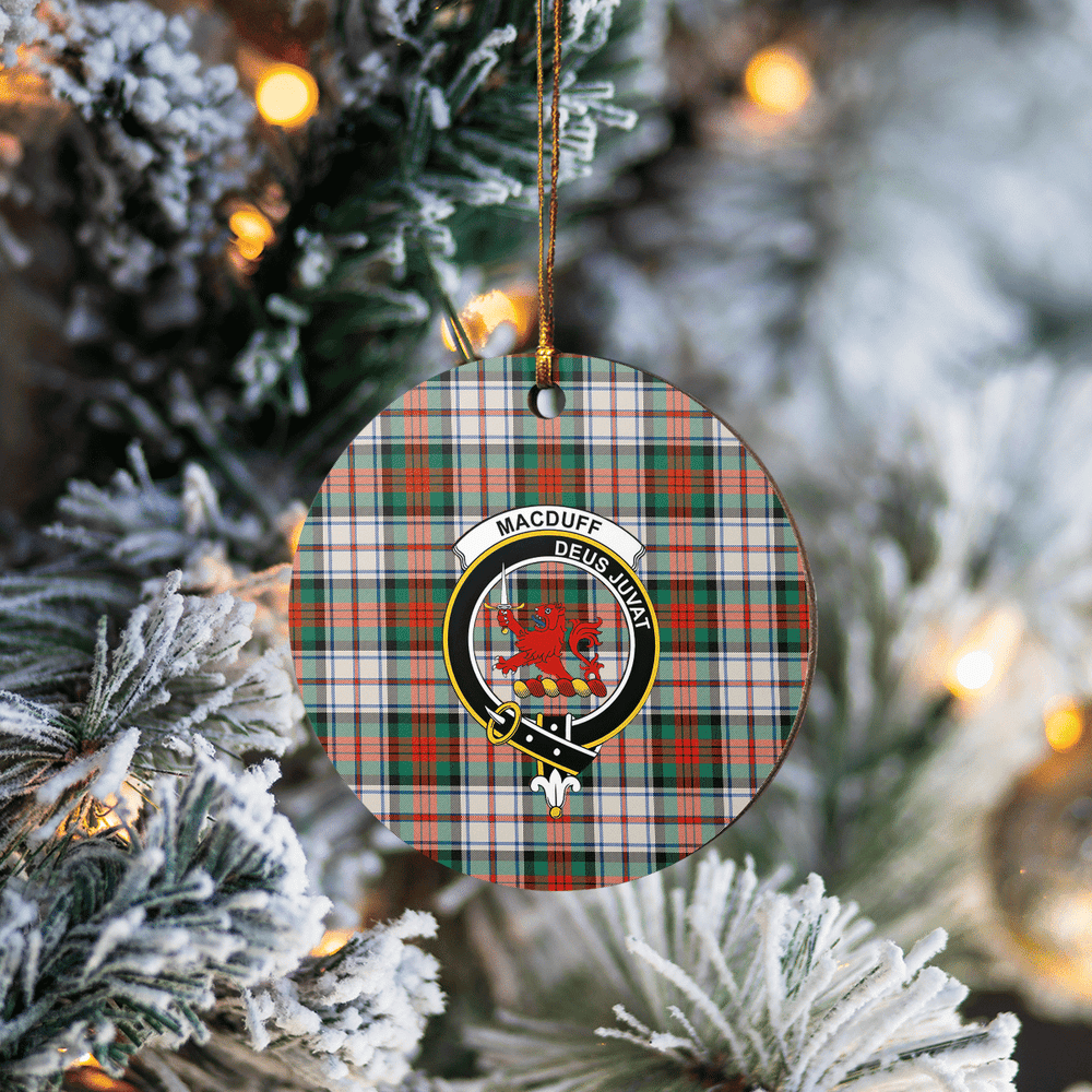 Clan MacDuff Dress Ancient Tartan Crest Round Ceramic Ornament WO41 MacDuff Dress Ancient Tartan Tartan Christmas   