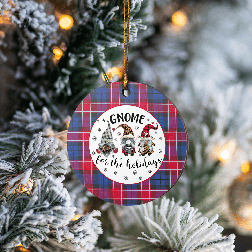 Clan Graham of Menteith Red Tartan Tartan Crest Gnome Round Ceramic Ornament RY28 Graham of Menteith Red Tartan Tartan Christmas   