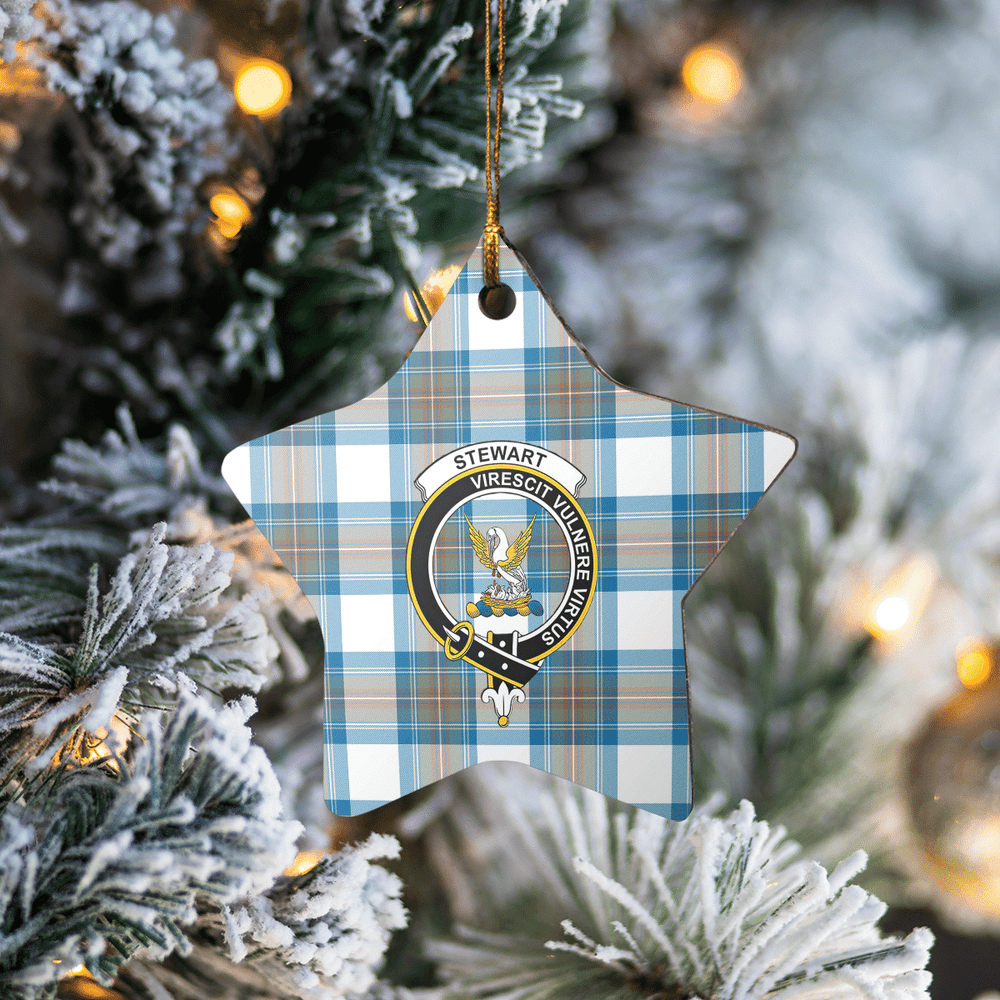 Clan Stewart Muted Blue Tartan Crest Star Ceramic Ornament RG92 Stewart Muted Blue Tartan Tartan Christmas   