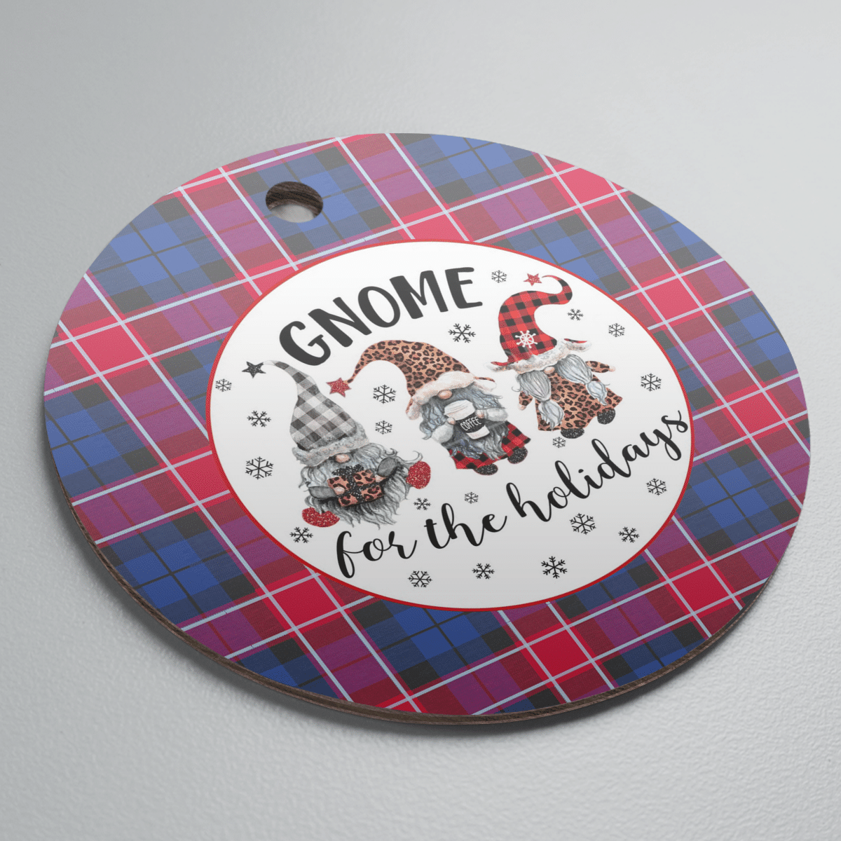 Clan Graham of Menteith Red Tartan Tartan Crest Gnome Round Ceramic Ornament RY28 Graham of Menteith Red Tartan Tartan Christmas   