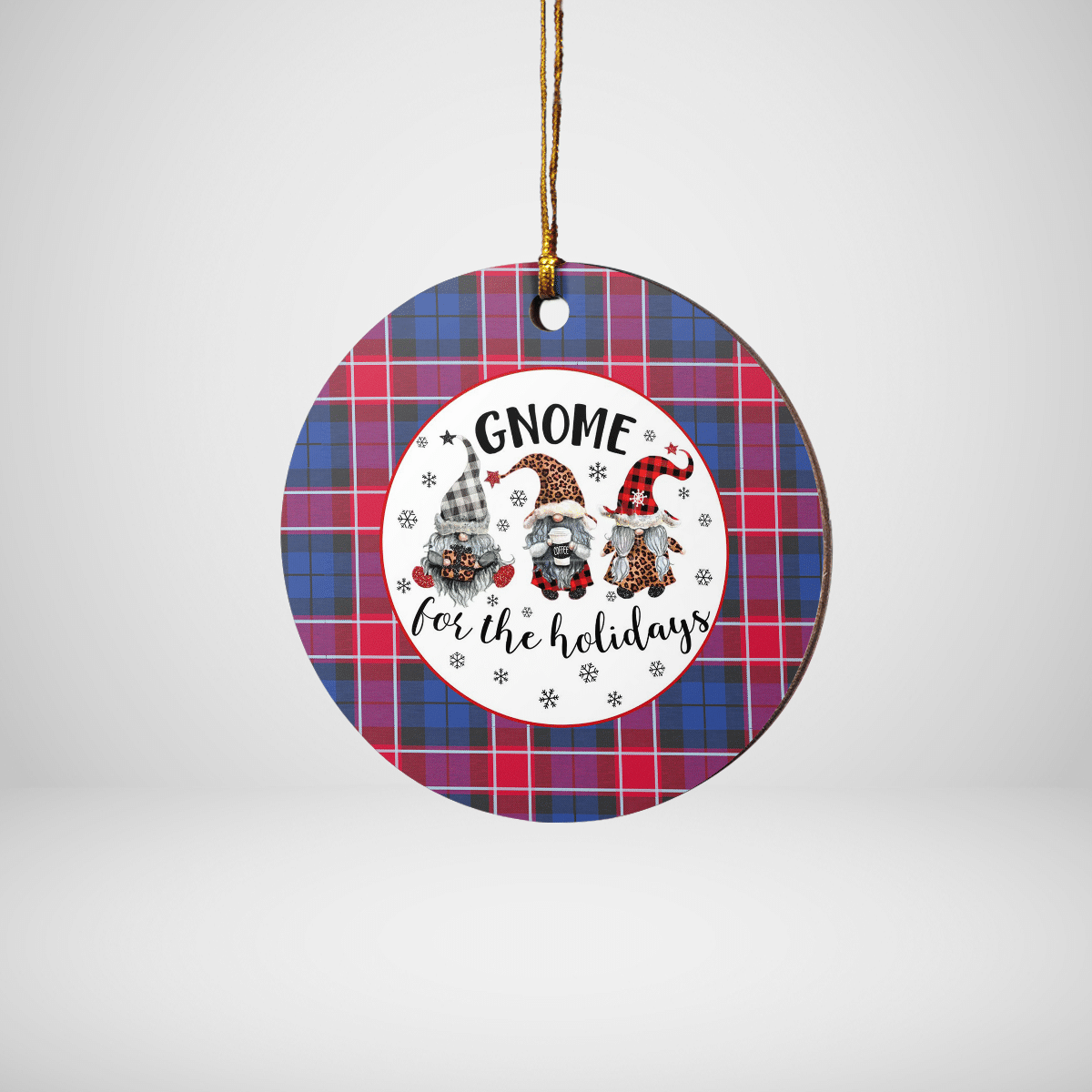 Clan Graham of Menteith Red Tartan Tartan Crest Gnome Round Ceramic Ornament RY28 Graham of Menteith Red Tartan Tartan Christmas   