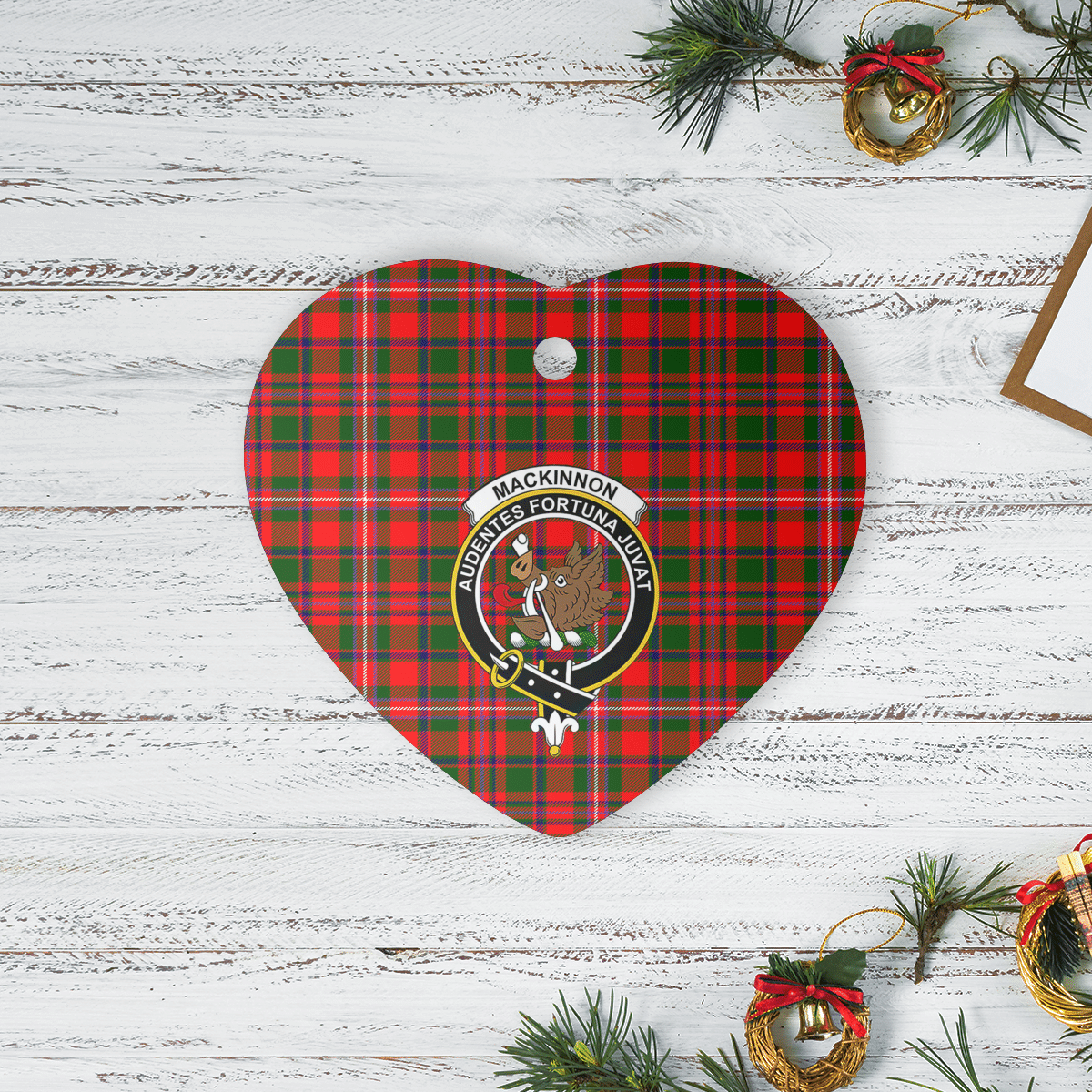 Clan MacKinnon Modern Tartan Crest Heart Ceramic Ornament NC23 MacKinnon Modern Tartan Tartan Christmas   