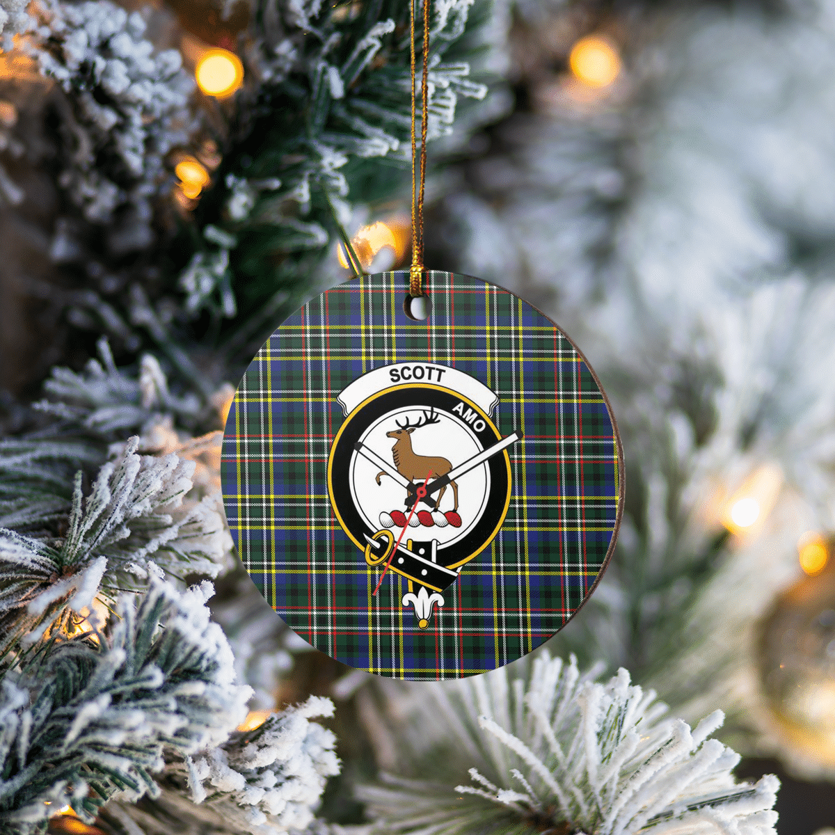 Clan Scott Green Modern Tartan Crest Round Ceramic Ornament XB18 Scott Green Modern Tartan Tartan Christmas   