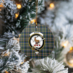 Clan Scott Green Modern Tartan Crest Round Ceramic Ornament XB18 Scott Green Modern Tartan Tartan Christmas   