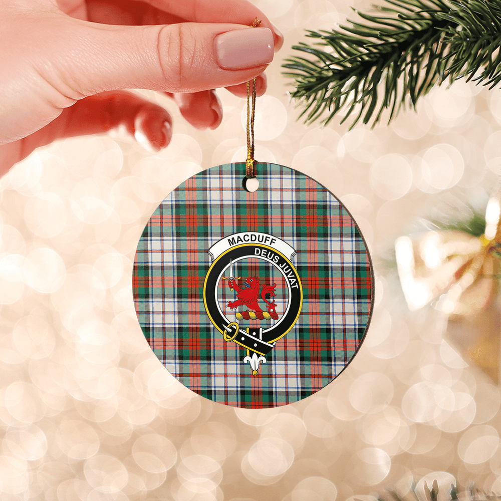 Clan MacDuff Dress Ancient Tartan Crest Round Ceramic Ornament WO41 MacDuff Dress Ancient Tartan Tartan Christmas   