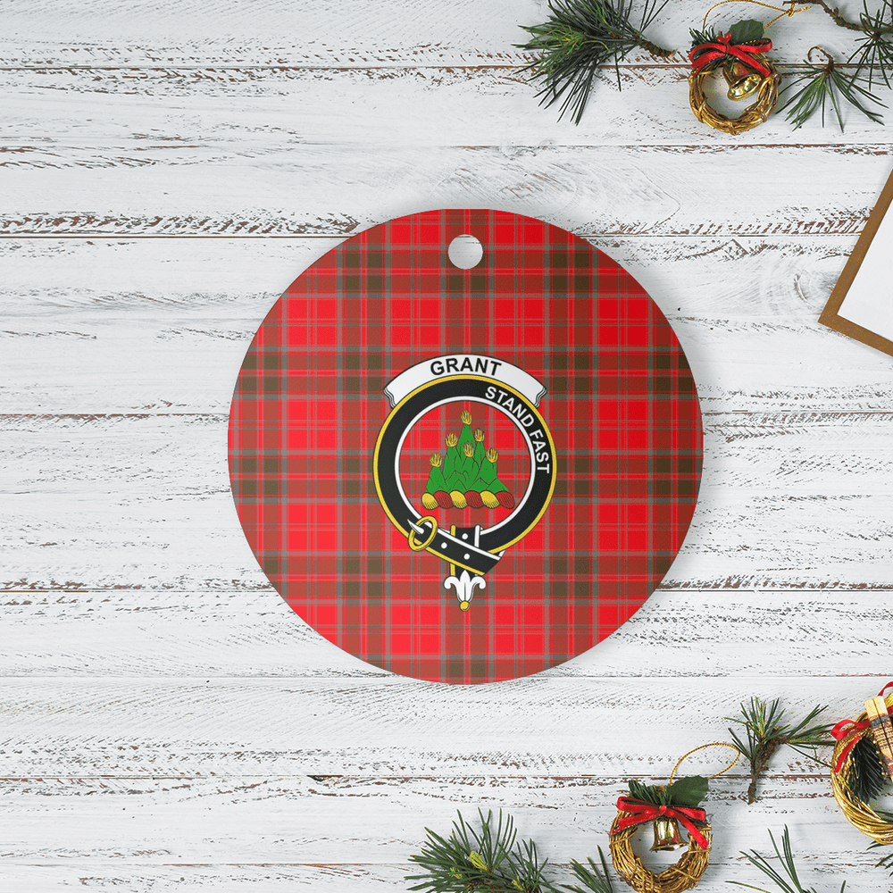 Clan Grant Weathered Tartan Crest Round Ceramic Ornament CW20 Grant Weathered Tartan Tartan Christmas   