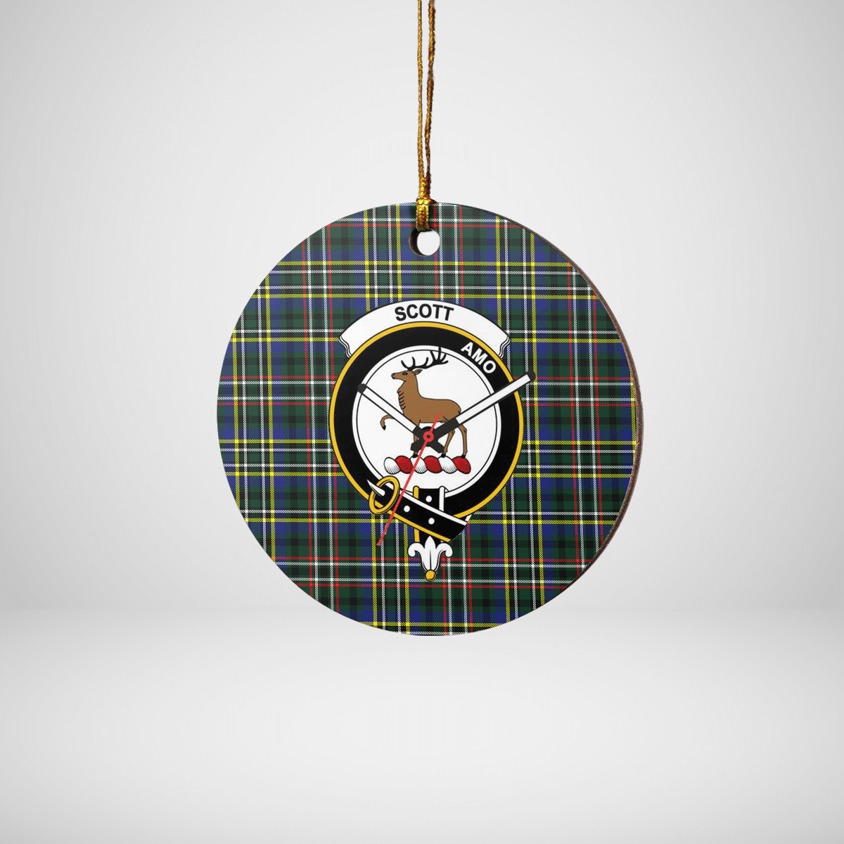 Clan Scott Green Modern Tartan Crest Round Ceramic Ornament XB18 Scott Green Modern Tartan Tartan Christmas   
