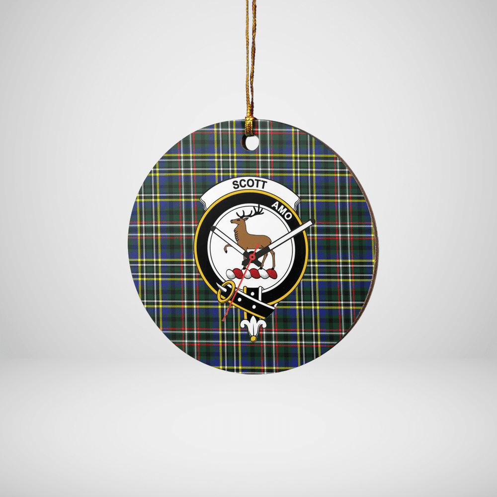 Clan Scott Green Modern Tartan Crest Round Ceramic Ornament XB18 Scott Green Modern Tartan Tartan Christmas   
