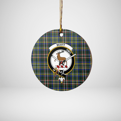 Clan Scott Green Modern Tartan Crest Round Ceramic Ornament XB18 Scott Green Modern Tartan Tartan Christmas   