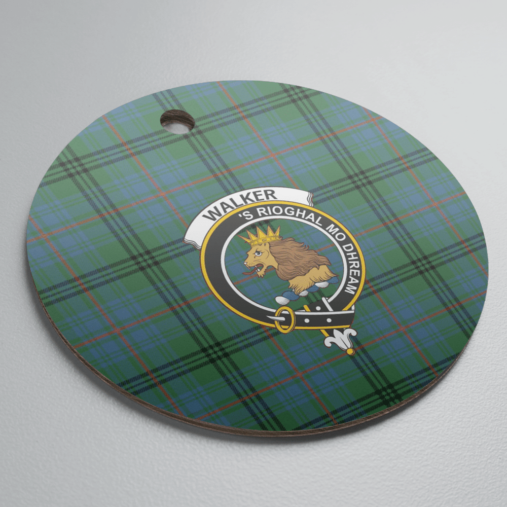 Clan Walker Hunting Ancient Tartan Crest Round Ceramic Ornament WD10 Walker Hunting Ancient Tartan Tartan Christmas   