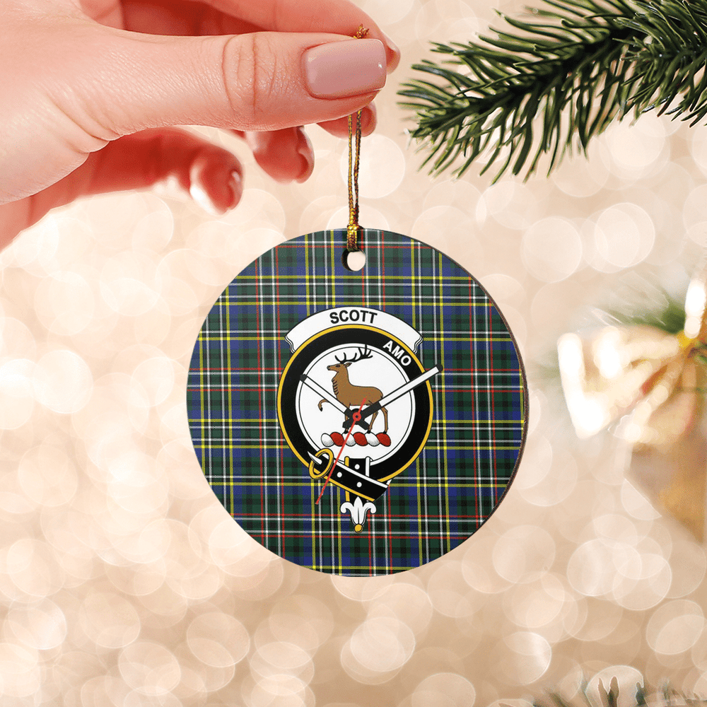 Clan Scott Green Modern Tartan Crest Round Ceramic Ornament XB18 Scott Green Modern Tartan Tartan Christmas   
