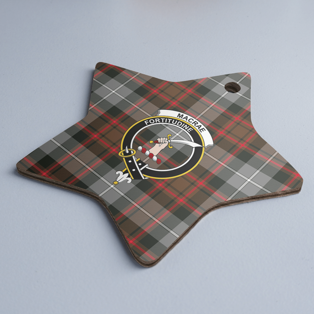 Clan MacRae Hunting Weathered Tartan Crest Star Ceramic Ornament WP70 MacRae Hunting Weathered Tartan Tartan Christmas   