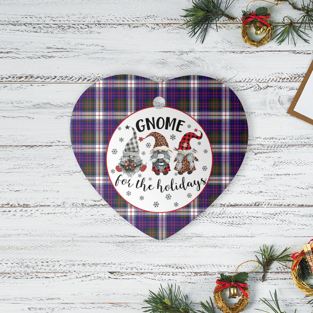 Clan MacDonald Dress Modern Tartan Tartan Crest Gnome Heart Ceramic Ornament RD74 MacDonald Dress Modern Tartan Tartan Christmas   