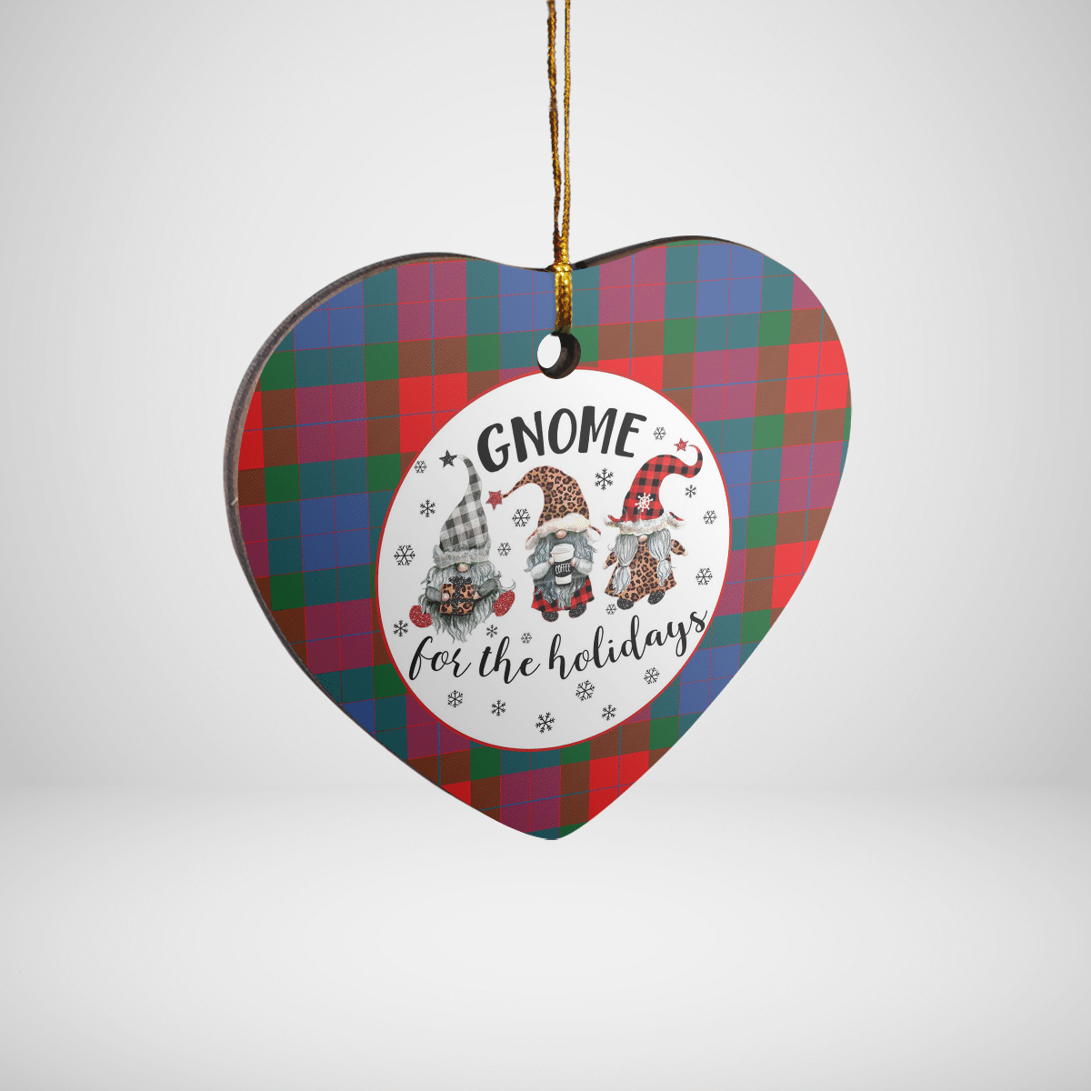 Clan Mar Tartan Tartan Crest Gnome Heart Ceramic Ornament SZ45 Mar Tartan Tartan Christmas   