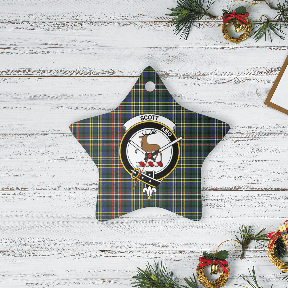 Clan Scott Green Modern Tartan Crest Star Ceramic Ornament DK19 Scott Green Modern Tartan Tartan Christmas   
