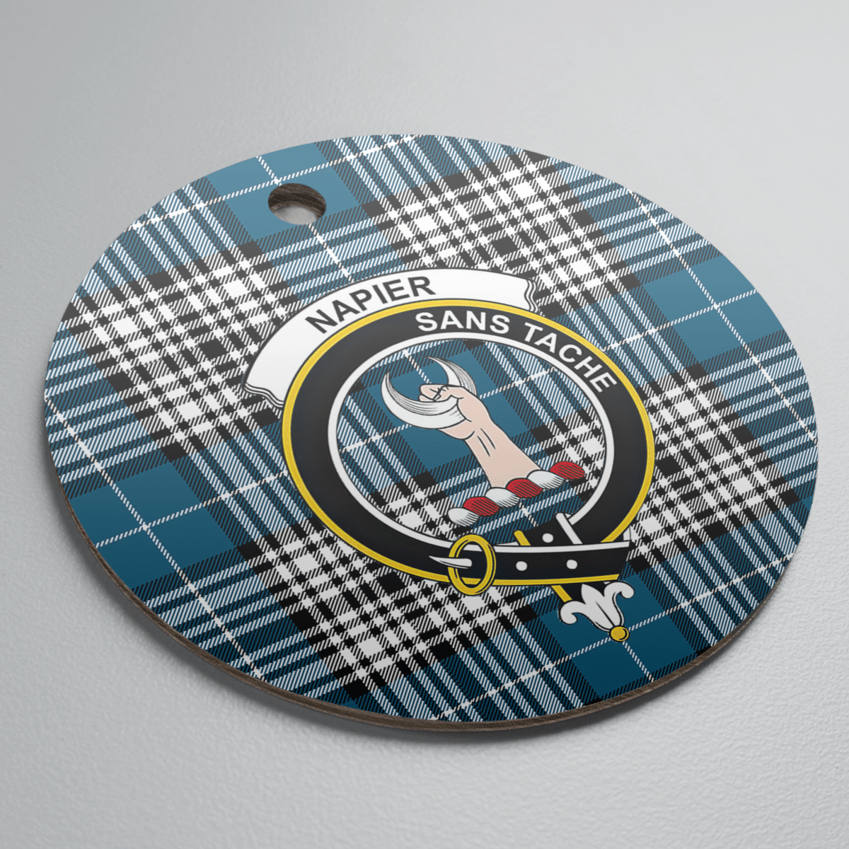 Clan Napier Modern Tartan Crest Round Ceramic Ornament NJ72 Napier Modern Tartan Tartan Christmas   