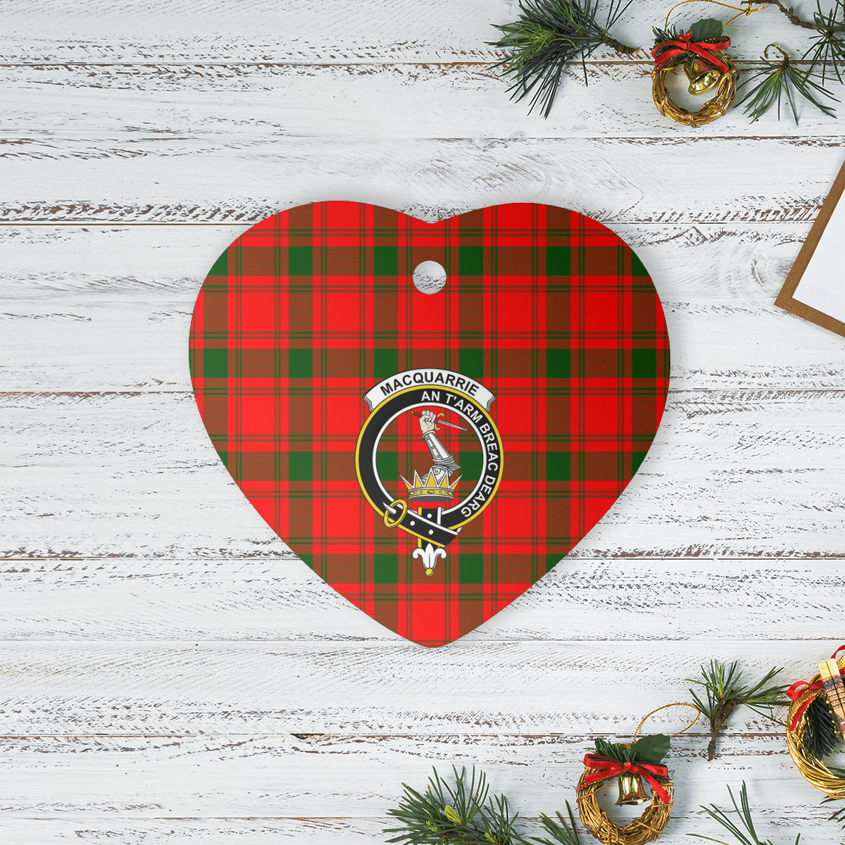 Clan MacQuarrie Modern Tartan Crest Heart Ceramic Ornament WU60 MacQuarrie Modern Tartan Tartan Christmas   