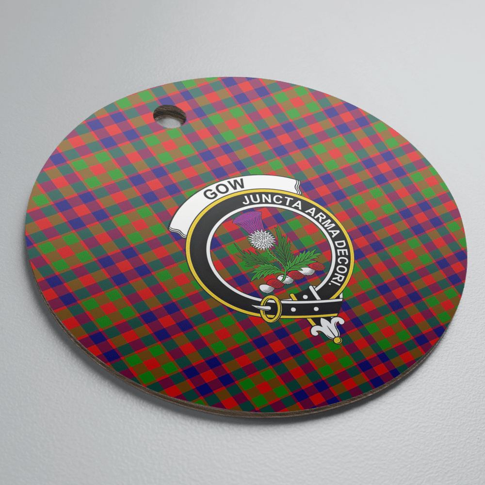 Clan Gow of Skeoch Tartan Crest Round Ceramic Ornament ZJ91 Gow of Skeoch Tartan Tartan Christmas   