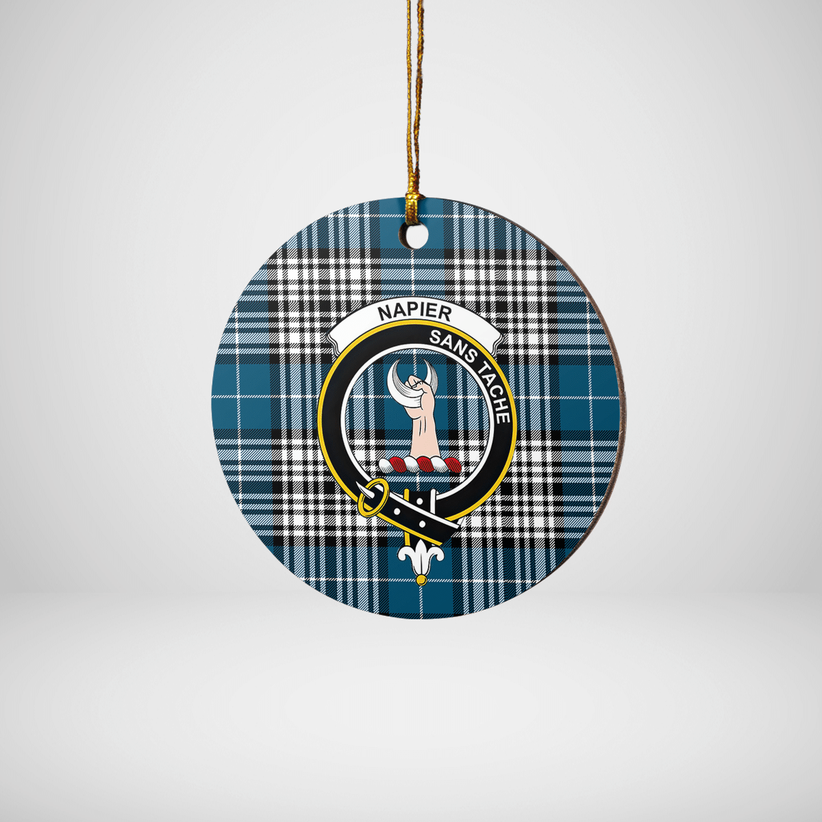 Clan Napier Modern Tartan Crest Round Ceramic Ornament NJ72 Napier Modern Tartan Tartan Christmas   