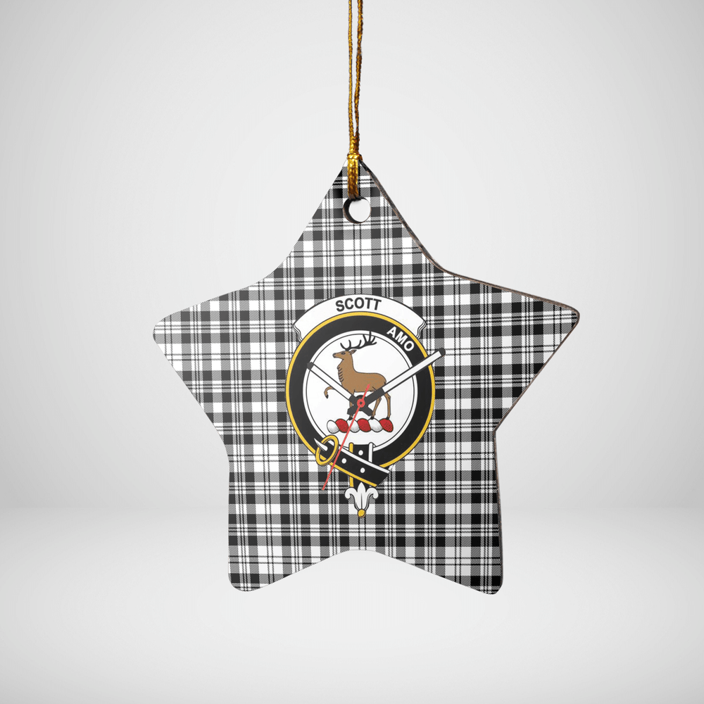 Clan Scott Black & White Modern Tartan Crest Star Ceramic Ornament OO44 Scott Black & White Modern Tartan Tartan Christmas   