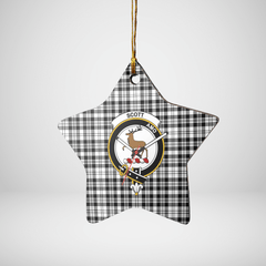 Clan Scott Black & White Modern Tartan Crest Star Ceramic Ornament OO44 Scott Black & White Modern Tartan Tartan Christmas   